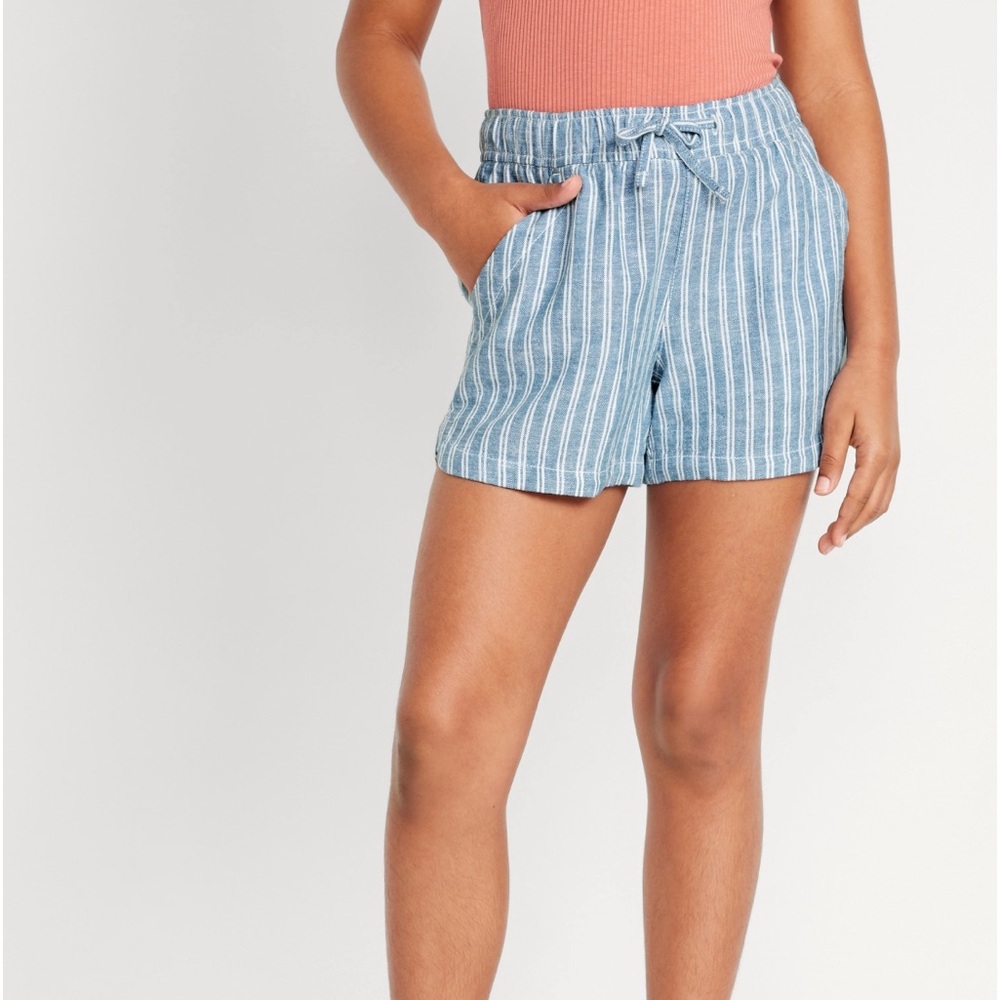 Striped Linen-Blend Drawstring Shorts for Girls M(8)